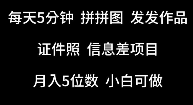 每天5分钟，拼拼图发发作品，证件照信息差项目，小白可做【揭秘】-chywc