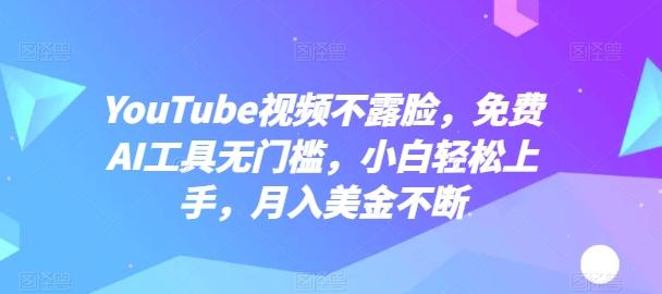 YouTube视频不露脸，免费AI工具无门槛，小白轻松上手，月入美金不断【揭秘】-chywc