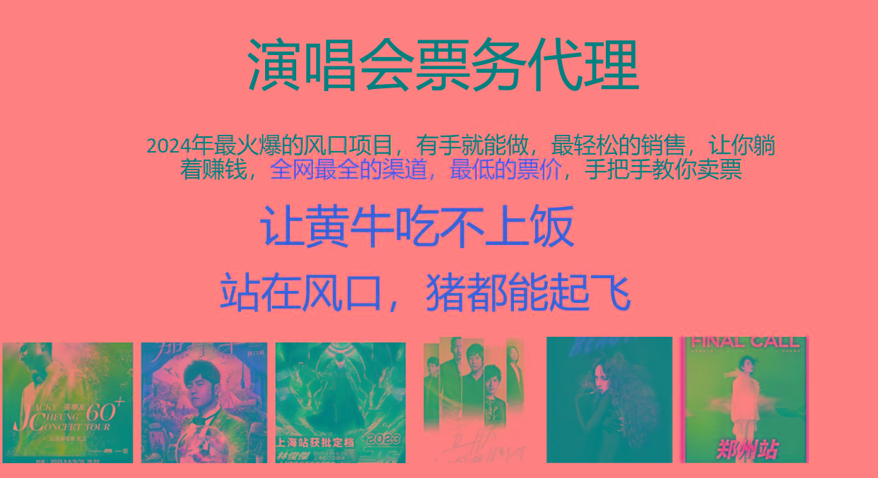 2024年最火爆风口项目，演唱会票务代理，日入2000+，一部手机就能搞定！-chywc