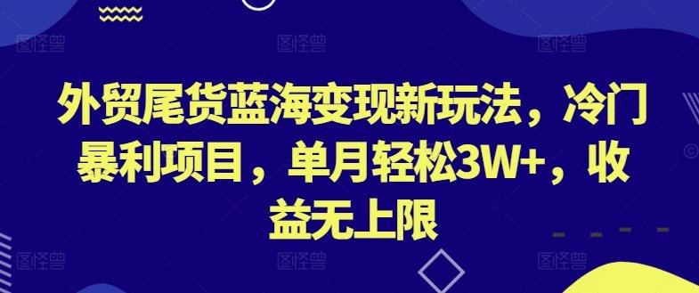 外贸尾货蓝海变现新玩法，冷门暴利项目，单月轻松3W+，收益无上限【揭秘】-chywc