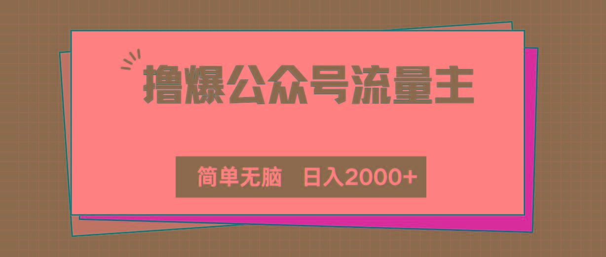 撸爆公众号流量主，简单无脑，单日变现2000+-chywc