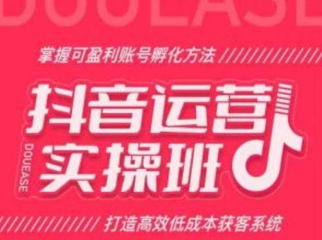 抖音运营实操班，掌握可盈利账号孵化方法，打造高效低成本获客系统-chywc