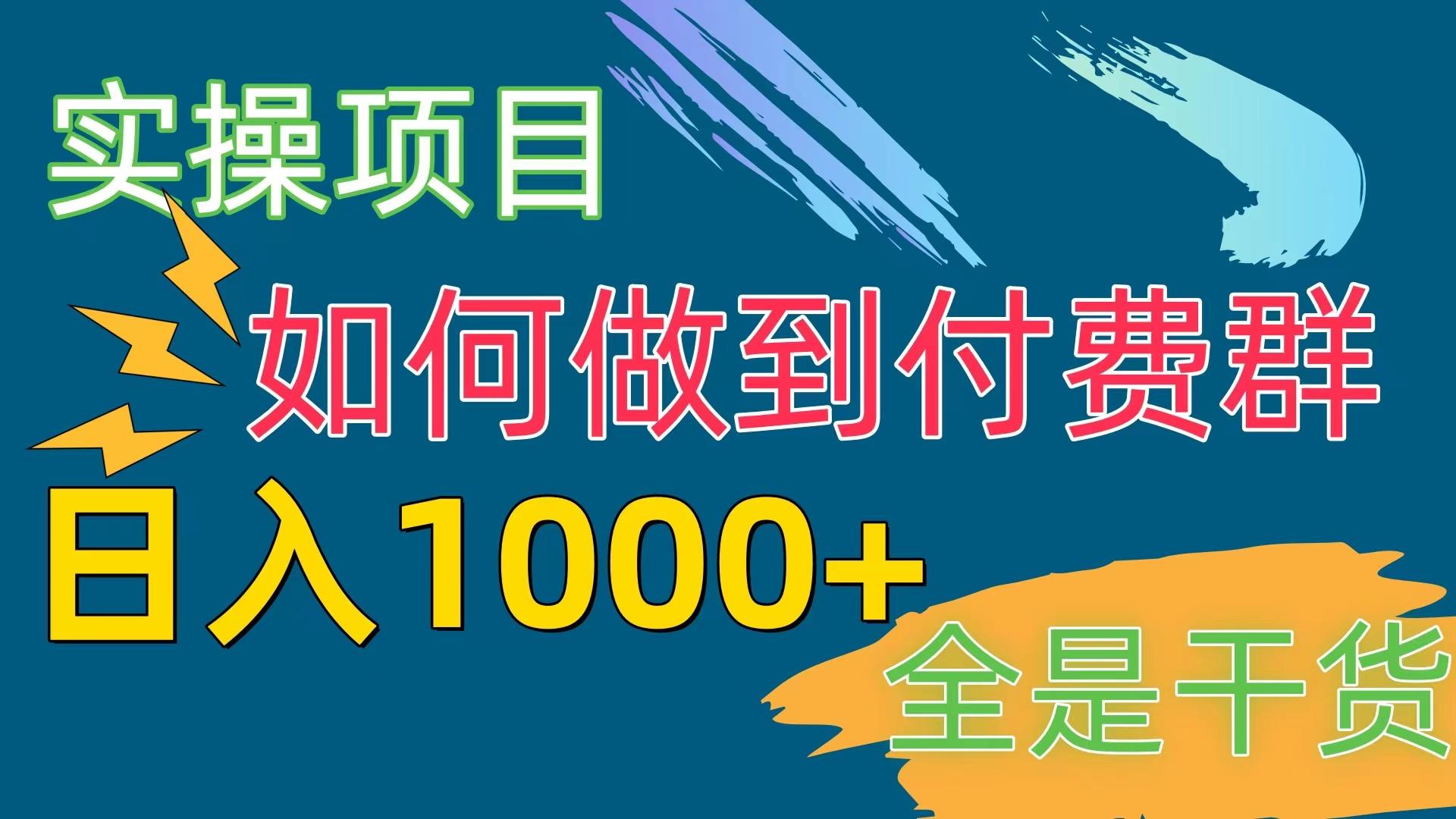 [实操项目]付费群赛道，日入1000+-chywc