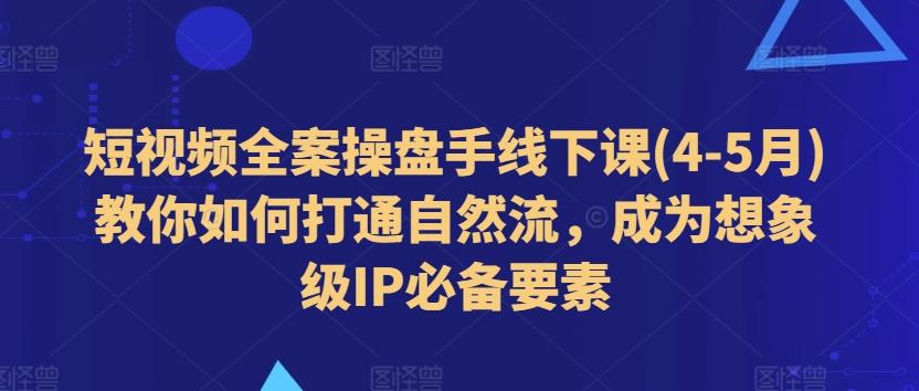 短视频全案操盘手线下课(4-5月)教你如何打通自然流，成为想象级IP必备要素-chywc