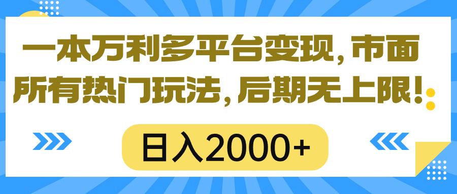 一本万利多平台变现，市面所有热门玩法，日入2000+，后期无上限！-chywc