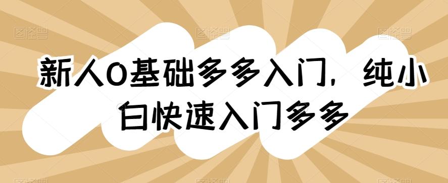 新人0基础多多入门，​纯小白快速入门多多-chywc