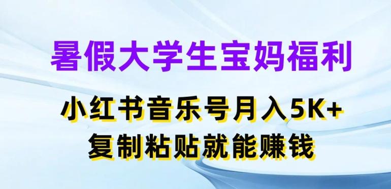 暑假大学生宝妈福利，小红书音乐号月入5000+，复制粘贴就能赚钱【揭秘】-chywc