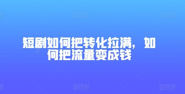 短剧如何把转化拉满，如何把流量变成钱-chywc