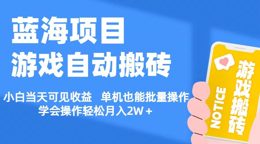 【蓝海项目】游戏自动搬砖 小白当天可见收益 单机也能批量操作 学会操…-chywc
