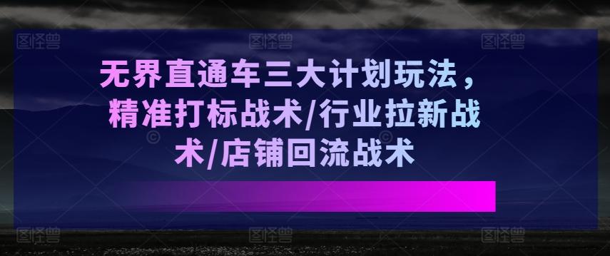 无界直通车三大计划玩法，精准打标战术/行业拉新战术/店铺回流战术-chywc
