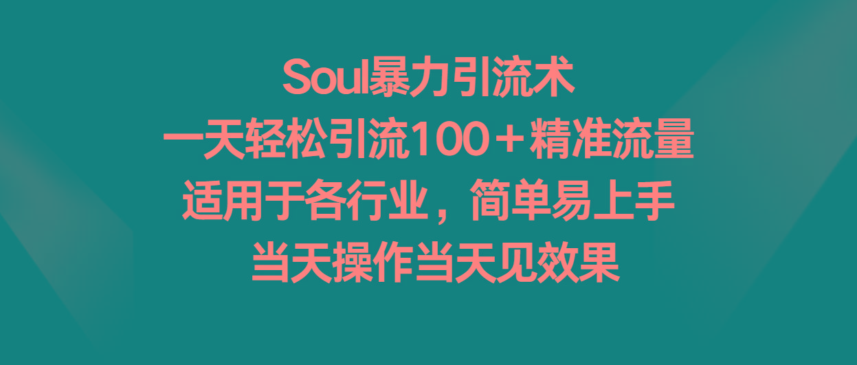 Soul暴力引流术，一天轻松引流100＋精准流量，适用于各行业，简单易上手！-chywc