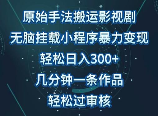 原始手法影视搬运，无脑搬运影视剧，单日收入300+，操作简单，几分钟生成一条视频，轻松过审核【揭秘】-chywc