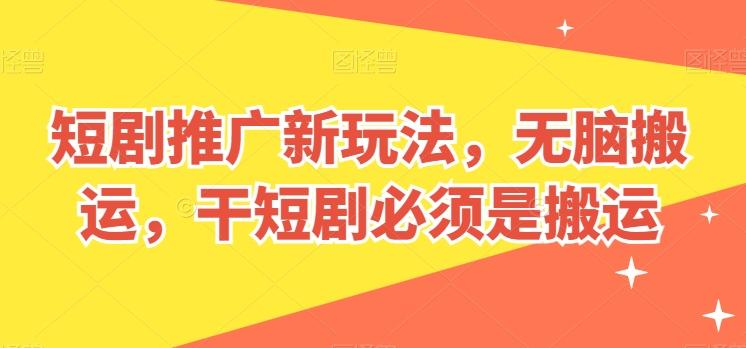 短剧推广新玩法，无脑搬运，干短剧必须是搬运【揭秘】-chywc