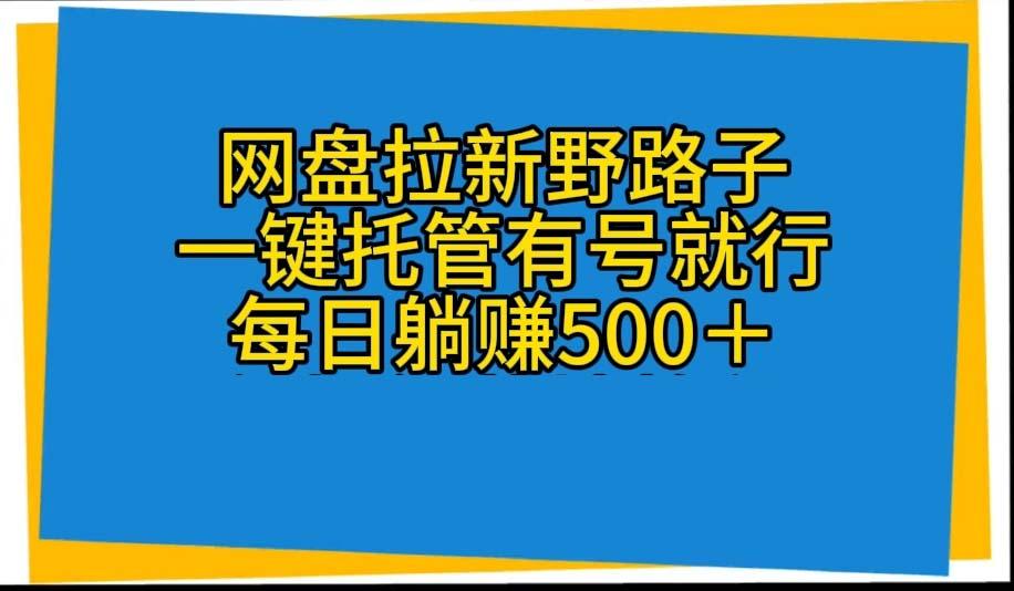 网盘拉新野路子，一键托管有号就行，全自动代发视频，每日躺赚500＋-chywc