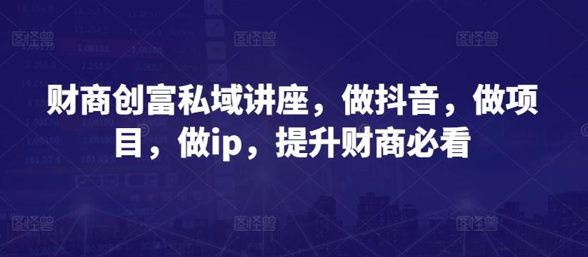 财商创富私域讲座，做抖音，做项目，做ip，提升财商必看-chywc