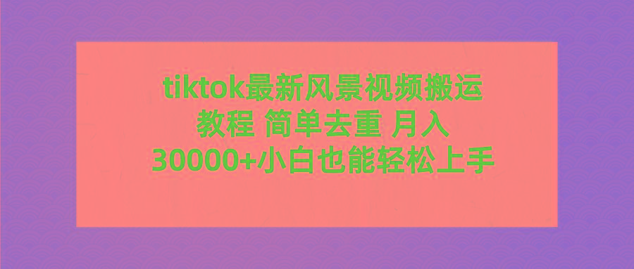 (9804期)tiktok最新风景视频搬运教程 简单去重 月入30000+附全套工具-chywc