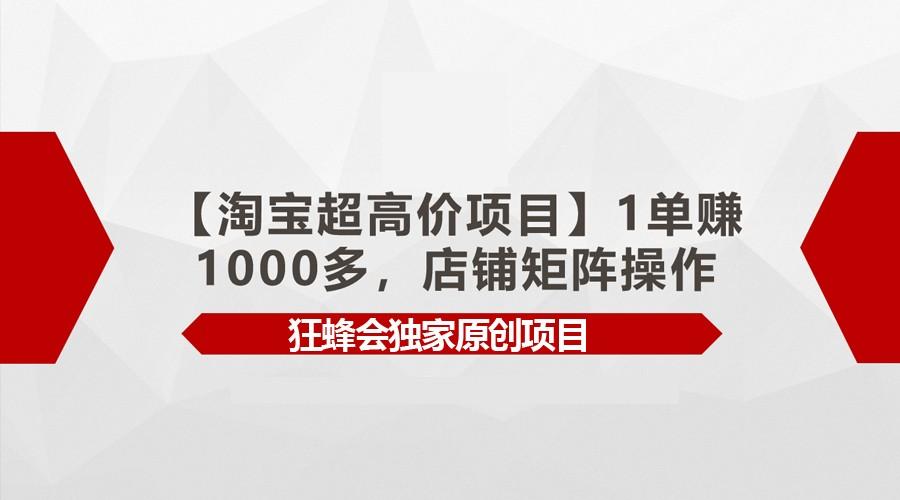 【淘宝超高价项目】1单赚1000多，店铺矩阵操作-chywc