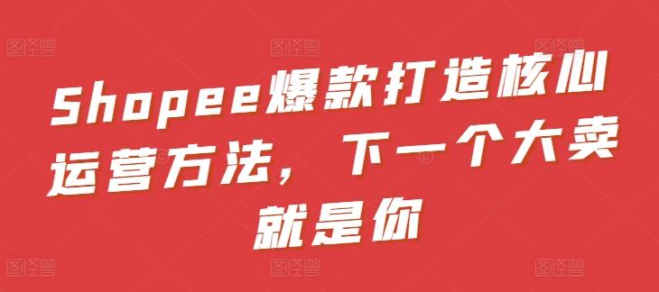 Shopee爆款打造核心运营方法，下一个大卖就是你-chywc