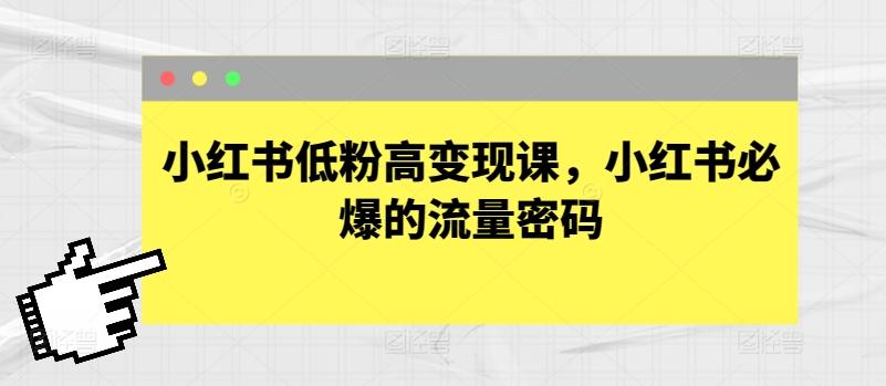 小红书低粉高变现课，小红书必爆的流量密码-chywc