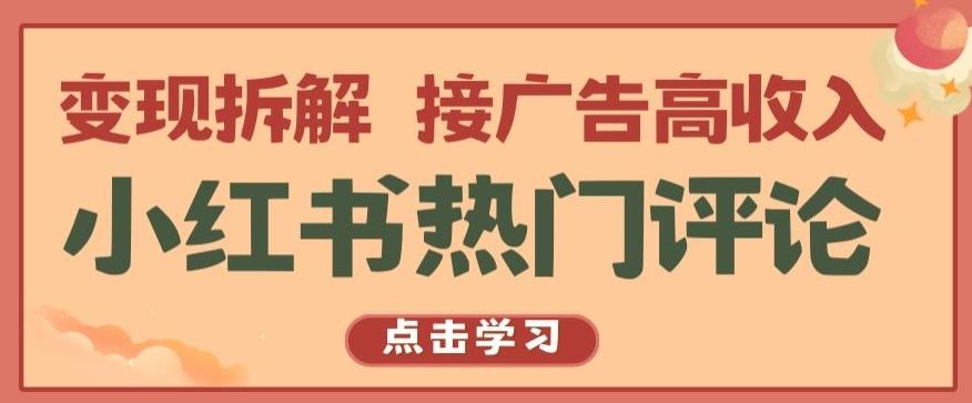 小红书热门评论，变现拆解，接广告高收入【揭秘 】-chywc