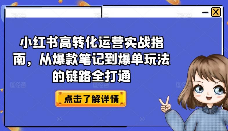 小红书高转化运营实战指南，从爆款笔记到爆单玩法的链路全打通-chywc