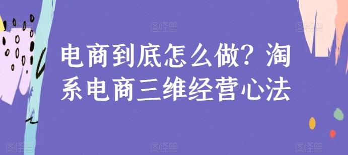 电商到底怎么做？淘系电商三维经营心法-chywc