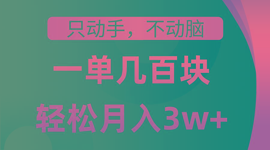 只动手不动脑，一单几百块，轻松月入3w+，看完就能直接操作，详细教程-chywc