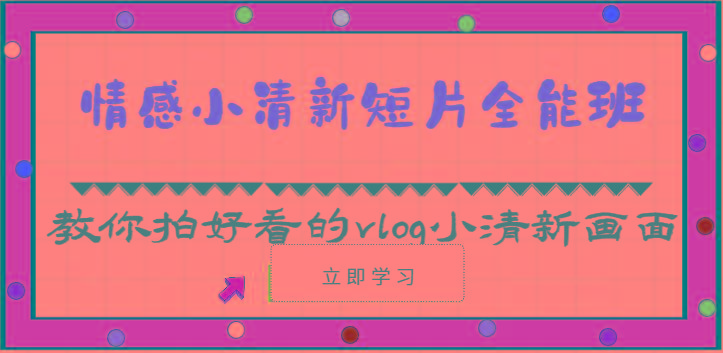 情感小清新短片全能班-教你拍好看的vlog小清新画面(30节课)-chywc