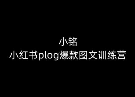 小铭-小红书plog爆款图文训练营，教你从0-1做小红书-chywc