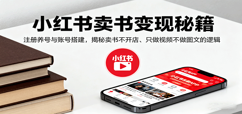 小红书卖书变现秘籍，注册养号与账号搭建，揭秘卖书不开店、只做视频不做图文的逻辑-chywc