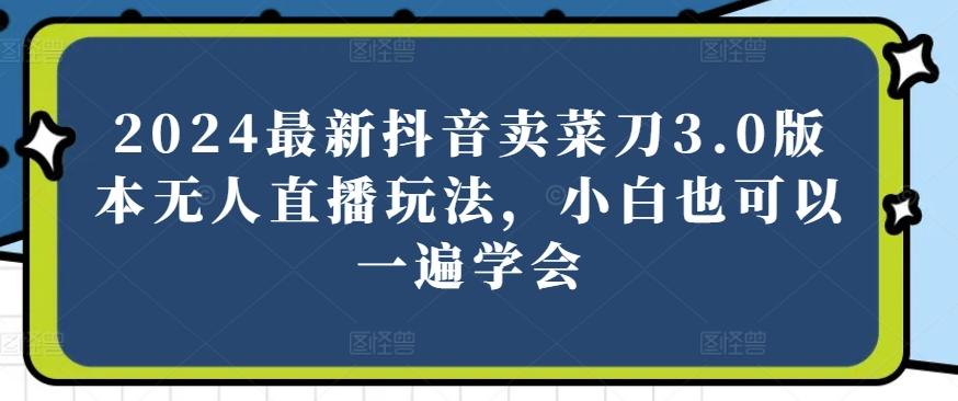 2024最新抖音卖菜刀3.0版本无人直播玩法，小白也可以一遍学会【揭秘】-chywc