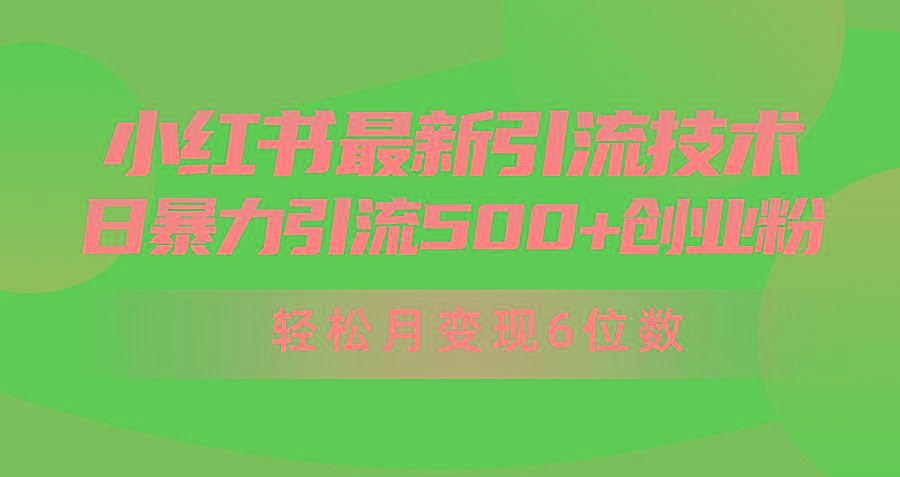 (9871期)日引500+月变现六位数24年最新小红书暴力引流兼职粉教程-chywc