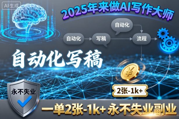 2025年来做AI写作大师，自动化写稿，一单2张-1k+，永不失业副业-chywc