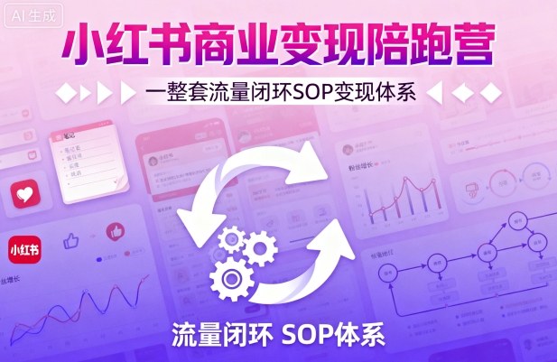 小红书商业变现陪跑营，轻IP矩阵 私域获客 聚光投流，一整套流量闭环SOP变现体系-chywc