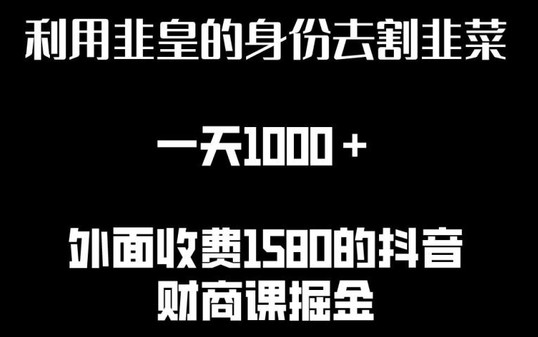 利用非皇的身份去割韭菜，一天1000+(附详细资源)【揭秘】-chywc