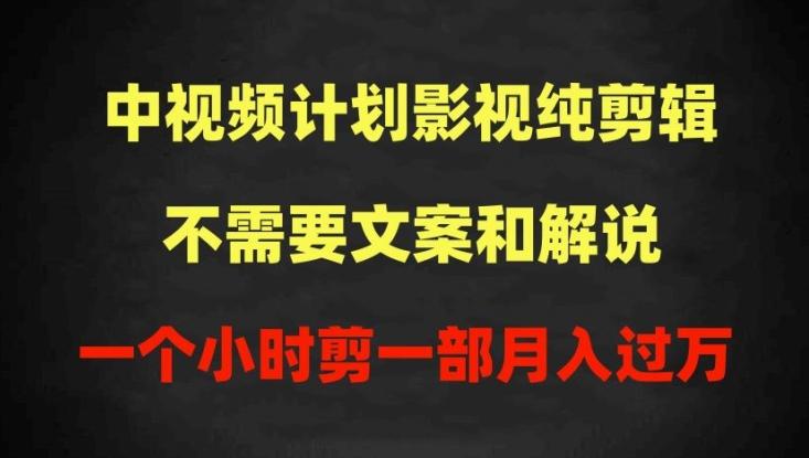 中视频计划影视纯剪辑，不需要文案和解说，一个小时剪一部，100%过原创月入过万【揭秘】-chywc