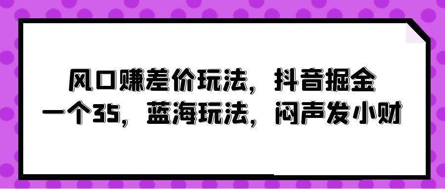 (10022期)风口赚差价玩法，抖音掘金，一个35，蓝海玩法，闷声发小财-chywc