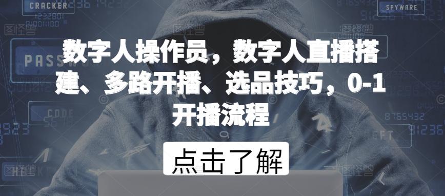 数字人操作员，数字人直播搭建、多路开播、选品技巧，0-1开播流程-chywc
