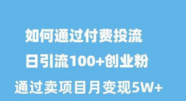 如何通过付费投流日引流100+创业粉月变现5W+-chywc
