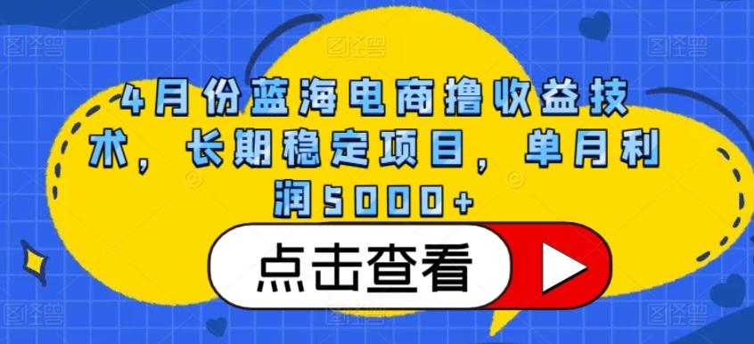 4月份蓝海电商撸收益技术，长期稳定项目，单月利润5000+【揭秘】-chywc
