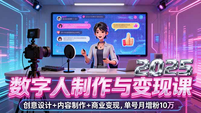 2025数字人制作与变现课，创意设计+内容制作+商业变现，单号月增粉10万+-chywc