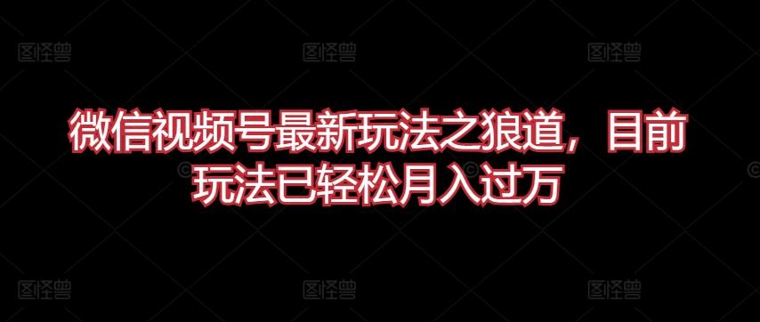 微信视频号最新玩法之狼道，目前玩法已轻松月入过万【揭秘】-chywc