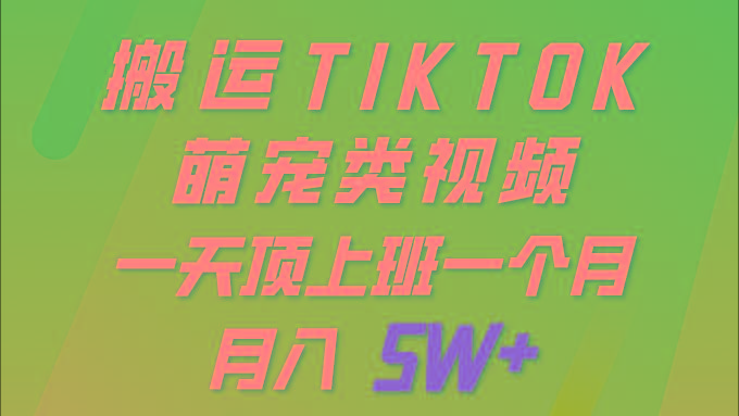 (9931期)一键搬运TIKTOK萌宠类视频 一部手机即可操作 所有平台均可发布 轻松月入5W+-chywc