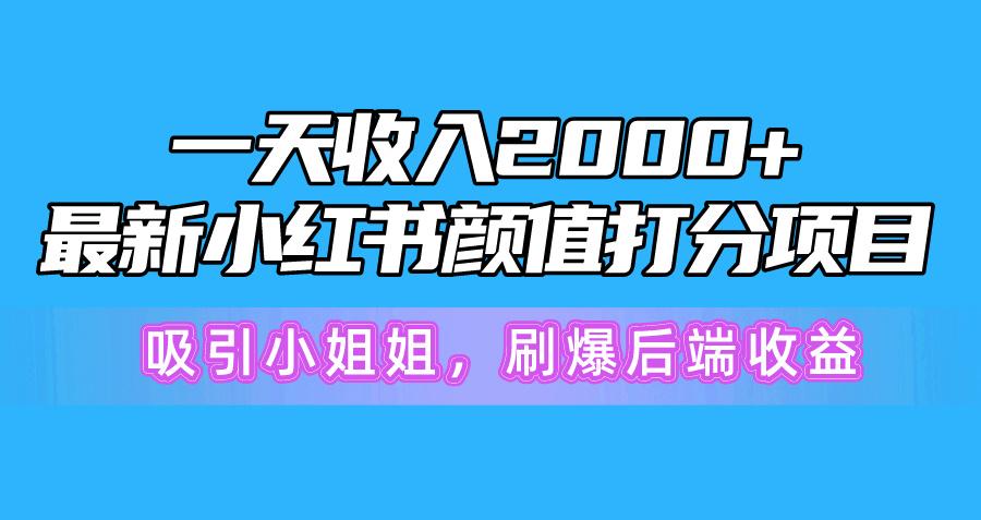 一天收入2000+，最新小红书颜值打分项目，吸引小姐姐，刷爆后端收益-chywc