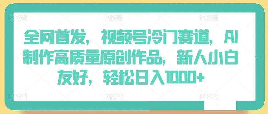 全网首发，视频号冷门赛道，AI制作高质量原创作品，新人小白友好，轻松日入1000+【揭秘】-chywc