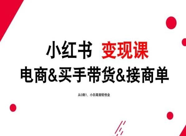 2024年最新小红书变现课，电商&买手带货&接商单，从0到1，小白高效轻创业-chywc