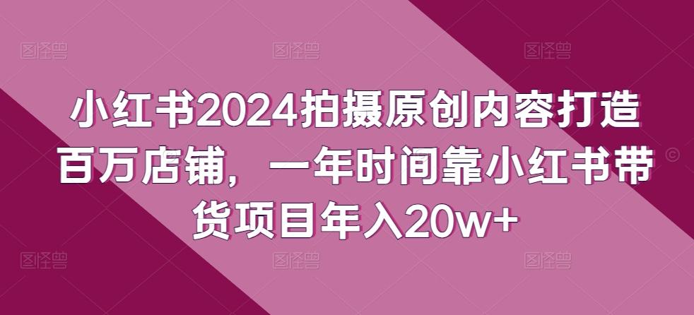 小红书2024拍摄原创内容打造百万店铺，一年时间靠小红书带货项目年入20w+-chywc