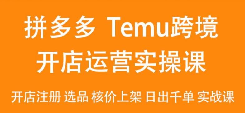 2024Temu最新玩法，Temu跨境开店运营实操课，开店注册/选品/核价上架/日出千单实战课-chywc