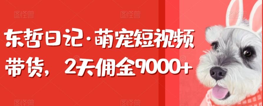东哲日记·萌宠短视频带货，2天佣金9000+-chywc