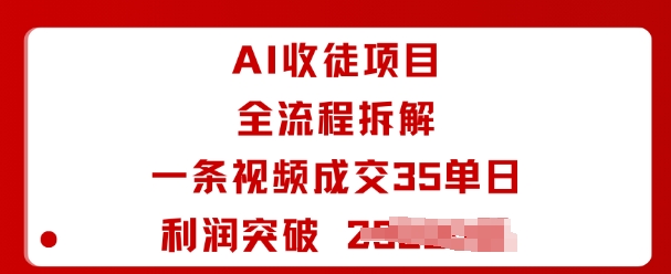 AI收徒项目全流程拆解一条视频成交35单日利润突破1k+-chywc